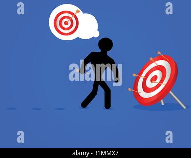 Unternehmer, die darauf abzielen, die Zielgruppe. Man erreicht das Ziel. Targeting-Vektor illustration Stock Vektor