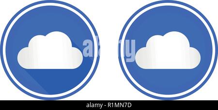 Cloud runde, flache Symbol, verwenden Sie Farben Blau, Rot und Weiß Stock Vektor