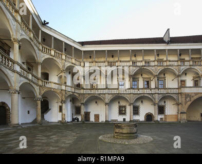 Innenhof von Schloss der Schlesischen Piasten in Brieg. Woiwodschaft Oppeln. Polen Stockfoto