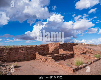 Ruinen, Homolovi II-Seite, Homolovi Ruins State Park, Winslow, Arizona. Stockfoto