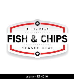 Fisch und Chips label Zeichen vintage Stock Vektor