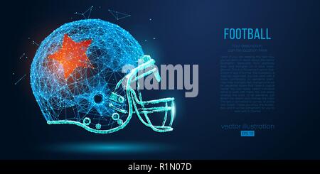 Abstract American football Helm aus Teilchen, Linien und Dreiecken auf blauem Hintergrund. Rugby. Alle Elemente auf einem separaten Layer, Farbe mit einem Klick zu allen anderen geändert werden können. Vector Illustration Stock Vektor