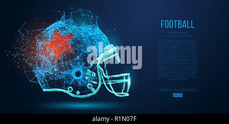 Abstract American football Helm aus Teilchen, Linien und Dreiecken auf blauem Hintergrund. Rugby. Alle Elemente auf einem separaten Layer, Farbe mit einem Klick zu allen anderen geändert werden können. Vector Illustration Stock Vektor