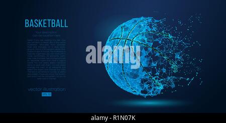 Abstrakte Basketball Ball von Teilchen, Linien und Dreiecken auf blauem Hintergrund. Alle Elemente auf einem separaten Layer, Farbe mit einem Klick zu allen anderen geändert werden können. Vector Illustration Stock Vektor