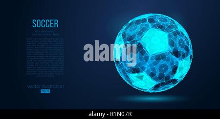 Abstrakte Silhouette eines Fußballs aus Teilchen, Linien und Dreiecken auf blauem Hintergrund. Fußball. Elemente auf einem separaten Schichten Farbe kann mit einem Klick an Andere geändert werden. Vector Illustration Stock Vektor