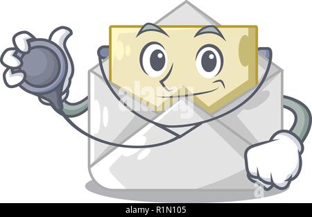 Arzt geöffnet und geschlossen Umschläge geformte Cartoon Stock Vektor