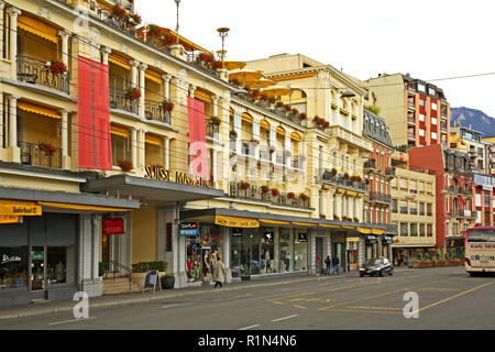 Le Grand-Rue Straße in Montreux. Kanton Waadt. Schweiz Stockfoto