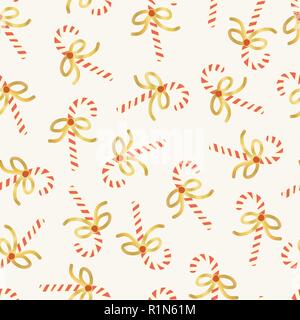 Candy Cane nahtlose Vektor Muster Blattgold Stock Vektor