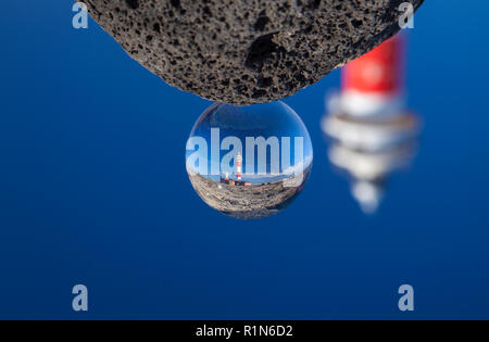 Crystal Ball Fotografie - Fuerteventura, Kanarische Inseln, Leuchtturm Faro de Toston in der Nähe von El Cotillo Dorf Stockfoto