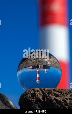 Crystal Ball Fotografie - Fuerteventura, Kanarische Inseln, Leuchtturm Faro de Toston in der Nähe von El Cotillo Dorf Stockfoto