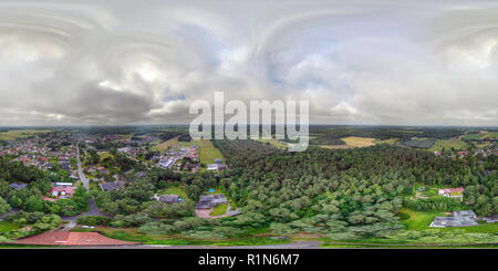 360 Grad Panorama Ansicht von Gestickt Panorama von einem kleinen Dorf in der Nähe von Gifhorn, Deutschland