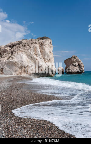 Aphrodite Beach (Petra tou Romiou), Kouklia, Pafos Bezirk, Republik Zypern Stockfoto