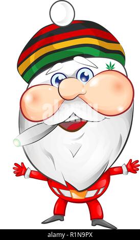 Die jamaikanische santa claus Maskottchen Karikatur mit Hintergrund auf weißem Hintergrund Stock Vektor