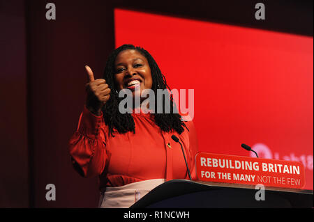 Liverpool, England. 26. September 2018. Dawn Butler, Schattenminister für Frauen und Gleichstellung, liefert Ihre Rede auf der Konferenz, an dem Morgen, se Stockfoto