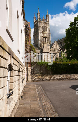 Der Turm der Kathedrale von Gloucester, Gloucestershire, VEREINIGTES KÖNIGREICH Stockfoto