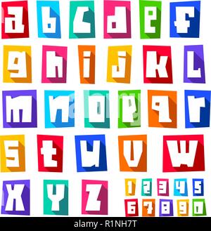 Neue Schriftart, weißen Buchstaben, Kleinschreibung Stock Vektor