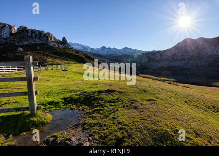 Landschaft der Picos de Europa Nationalparks in Spanien. Stockfoto