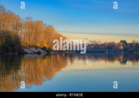 Fraser River und Brae Insel Regional Park, vom Fort, Fort, Fort Langley, British Columbia, Kanada Stockfoto