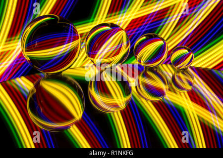 Licht Malerei mit vier Lensball/crystal/Glaskugel Stockfoto