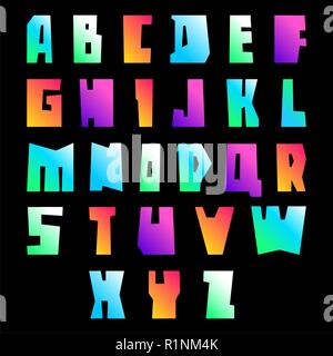 Neue Schriftart cut lebendige Großbuchstaben Vektor Stock Vektor