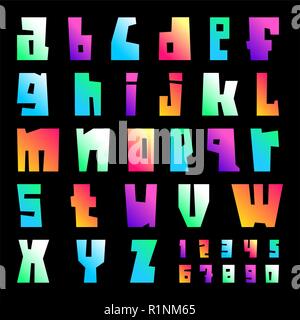 Neue Schriftart, schneiden Sie lebendige Briefe, Großbuchstaben Vektor Stock Vektor