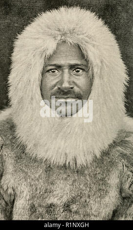 Matthäus ein Henson unmittelbar nach dem Schlitten Reise zum Südpol und zurück, 1909. Matthäus ein Henson, eine Afrikanische amerikanische Forscher, war Mitglied der Peary Expedition, war der erste, der den Nordpol Stockfoto