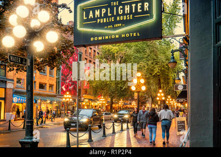 Der Water Street in der Altstadt Gastown Vancouver, Kanada Stockfoto