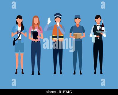 Set of jobs and occupations workers avatar vector illustration graphic design Stock Vektor