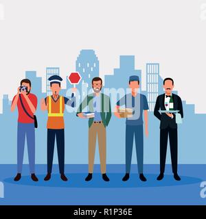 Set of jobs and occupations workers avatar vector illustration graphic design Stock Vektor