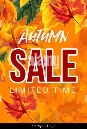 Lebendige Plakat mit Herbst Verkauf Werbung Stock Vektor