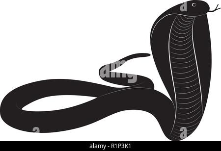 Vector Illustration für die furchtsame Predator die Königskobra Schlange in Schwarz und Weiß Stock Vektor