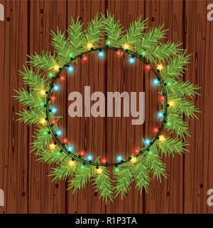 Weihnachten Kranz mit Beleuchtung zur Dekoration Vector Illustration graphic design Stock Vektor
