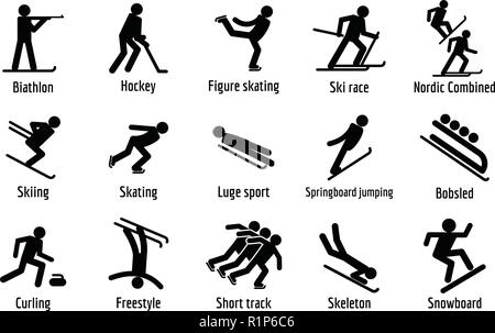 Winter Sport Symbole Symbole gesetzt. Einfache Abbildung: 15 Winter Sport Symbole Vector Icons für Web Stock Vektor