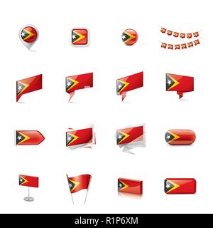 Osttimor Flagge, Vector Illustration auf weißem Hintergrund Stock Vektor