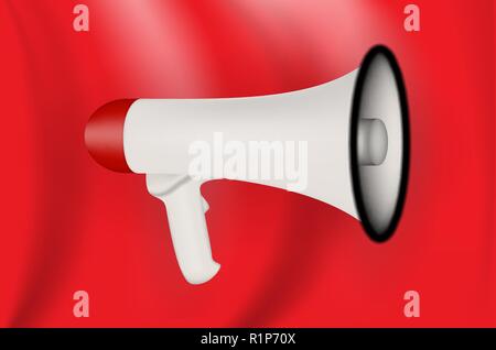 Silhouette von bunten ludspecker auf red flag Hintergrund. 3D-Version. Vector Illustration Stock Vektor