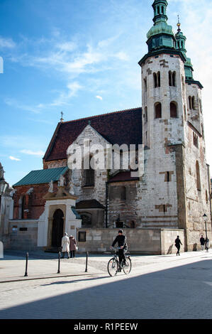 Die Kirche St. Andreas in der Altstadt, Krakau. Historische romanische Kirche erbaut 1079 - 1098. Stockfoto