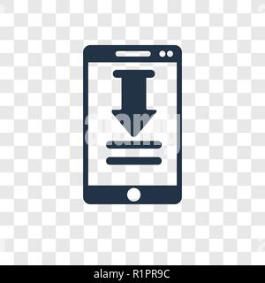 Smartphone und Download Pfeil vektor Icon auf transparentem Hintergrund isoliert, Smartphone und Download Pfeil Transparenz logo Konzept Stock Vektor