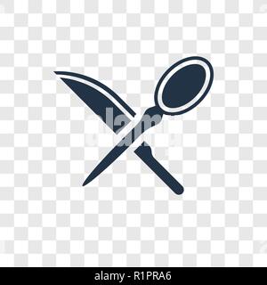 Messer und Löffel gekreuzt Vektor Icon auf transparentem Hintergrund isoliert, Messer und Löffel gekreuzt Transparenz logo Konzept Stock Vektor