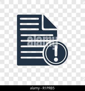 Ausrufezeichen Datei vektor Icon auf transparentem Hintergrund isoliert, Ausrufezeichen Datei Transparenz logo Konzept Stock Vektor