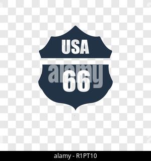 66 Vektor Icon auf transparentem Hintergrund isoliert Route Route 66 Transparenz logo Konzept Stock Vektor