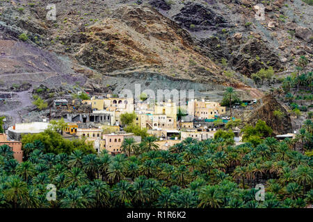 Das Dorf Balad Sayt, westlichen Hajar-Gebirge, Oman Stockfoto