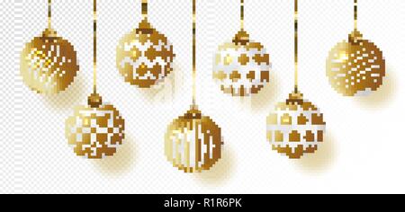 Weiße Farbe Weihnachtskugeln Icon Set, realistischen Stil, Vector Illustration. Stock Vektor