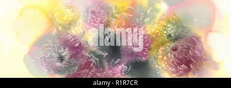 Chrysantheme Blumen Aquarell Hintergrund. Abstrakte Salz Marmor Hintergrund. Stockfoto