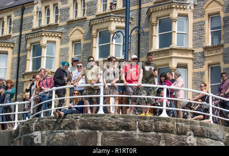 Aberystwyth, Ceredigion, West Wales Sonntag, den 29. Mai 2016 UK Wetter. Aberystwyth Raft Race 2016. Die Menschen kommen aus der herrliche Sommer Sonne zu geniessen zu w Stockfoto