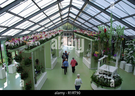 Lisse, Niederlande - 28 März 2017: Keukenhof ist jährlich geöffnet von Mitte März bis Mitte Mai. Besucher können die Pavillons mit Orchideen entdecken. Stockfoto