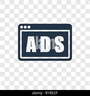 Ads vektor Icon auf transparentem Hintergrund isoliert, Ads Transparenz logo Konzept Stock Vektor