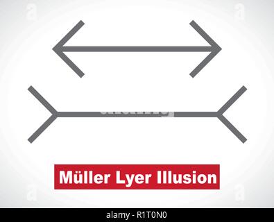 Muller-Lyer optische Illusion, Abbildung Stock Vektor