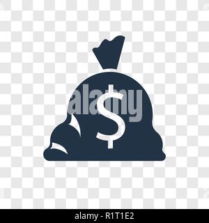 Geld beutel Vektor Icon auf transparentem Hintergrund isoliert, Geld Tasche Transparenz logo Konzept Stock Vektor