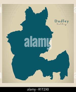 Moderne Stadtplan - Dudley Stadt in England Großbritannien Stock Vektor