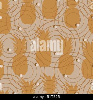 Ananas Caramel-Fruit begeistern. Nahtlose Repeat Pattern Hintergrund in Golden Braun. Stock Vektor